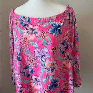 Lilly Pulitzer Pink and Blue Floral Blouse